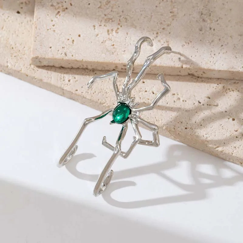 Punk Gothic Red Crystal Spider Stud Earrings For Women Men Hip Hop Metal Piercing Ear Bone Clip Y2K Jewelry Halloween Gift