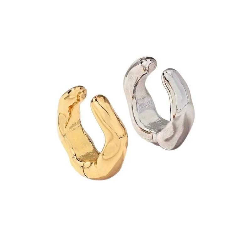 2PC Vintage Irregular Tube Clip Earrings For Women Men Classic Metal C Shape No Piercing Ear Cuff Party Jewelry Gift