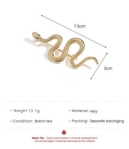 Gold Color Snake Brooches Women Men Lady Luxury Metal Snake Animal Brooch Pins Party Casual Fashion Jewelry Gifts
