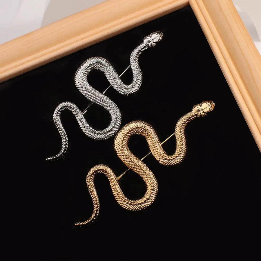 Gold Color Snake Brooches Women Men Lady Luxury Metal Snake Animal Brooch Pins Party Casual Fashion Jewelry Gifts