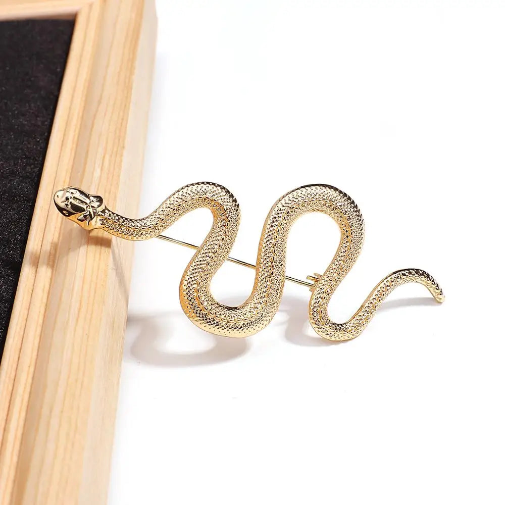 Gold Color Snake Brooches Women Men Lady Luxury Metal Snake Animal Brooch Pins Party Casual Fashion Jewelry Gifts