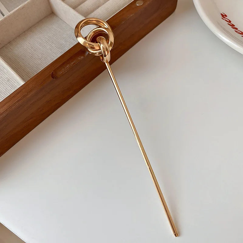 2026 New Punk Gold Silver Color Metal Long Hairpin Simple Hair Sticks for Women Diy Hairstyle Hair Dish Accessories Trendy