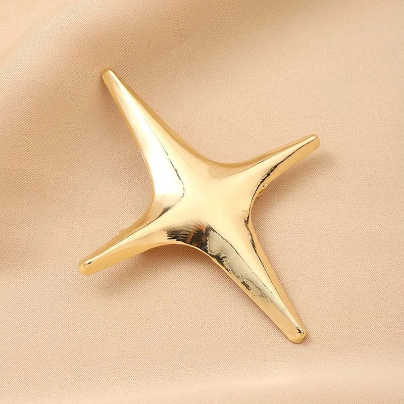 Fashion Metal Irregular Pleated Brooches for Men Women Punk Gold Color Geometric Personality Sweater Brooch Jewelry Accessories