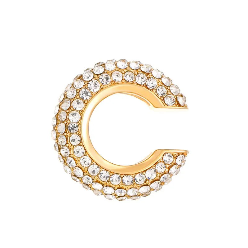 1Pcs Gold Color C Shape Round Cartilage Clip Earrings For Women Luxury Crystal Fake No Pierced Geometric Ear Cuff Jewelry