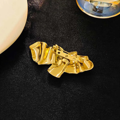 Fashion Metal Irregular Pleated Brooches for Men Women Punk Gold Color Geometric Personality Sweater Brooch Jewelry Accessories