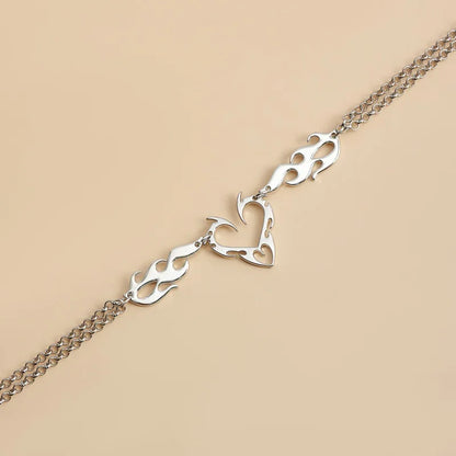 Stainless Steel Silver Color Thorn Heart Choker Necklace For Woman Man Punk Hip Hop Metal Hollow Clavicle Chain Necklace Jewelry