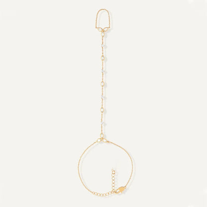 Trendy Stainless Steel Zircon Bracelet for Women Minimalist Water Droplet Long Chains Finger Bracelet Jewelry Gifts