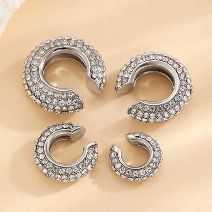 1Pcs Gold Color C Shape Round Cartilage Clip Earrings For Women Luxury Crystal Fake No Pierced Geometric Ear Cuff Jewelry