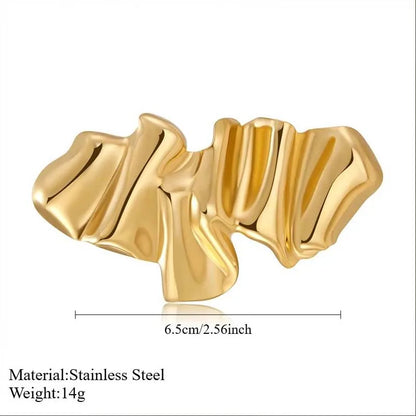 Fashion Metal Irregular Pleated Brooches for Men Women Punk Gold Color Geometric Personality Sweater Brooch Jewelry Accessories