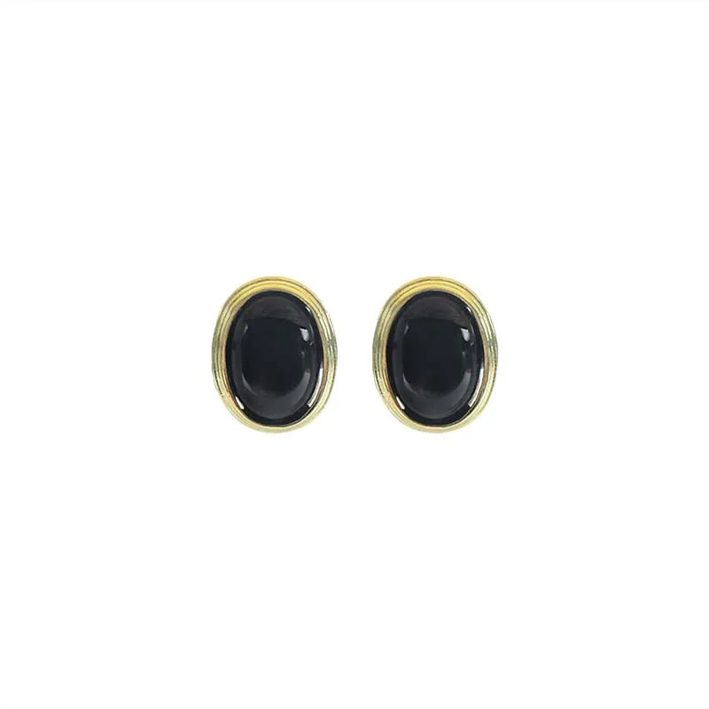 Retro Resin Acrylic Oval Stud Earrings for Women Trendy Gold Color Geometric Earrings Jewelry Accessories Gifts