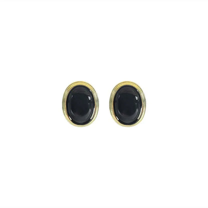 Retro Resin Acrylic Oval Stud Earrings for Women Trendy Gold Color Geometric Earrings Jewelry Accessories Gifts