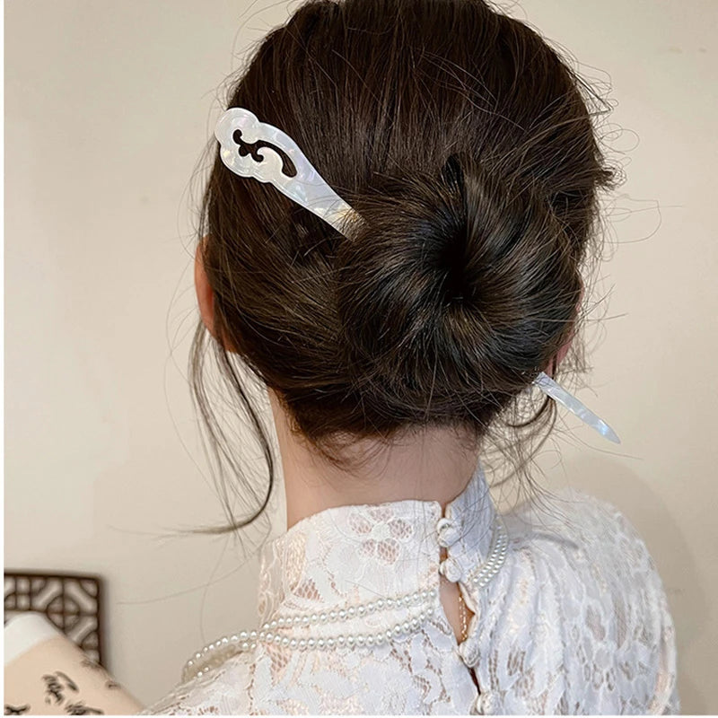 Vintage Chinese Style Hair Sticks Acetate Chopstick Plate Hair For Women Hairpins Hair Clips Wedding Jewelry Hair Accessories