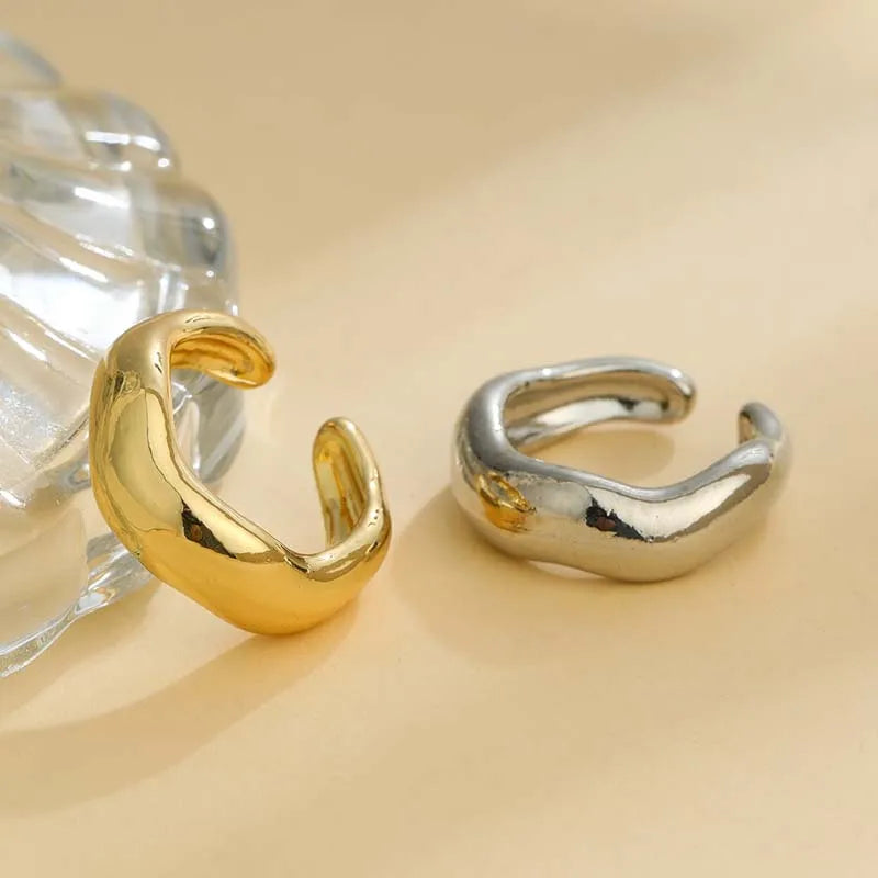 2PC Vintage Irregular Tube Clip Earrings For Women Men Classic Metal C Shape No Piercing Ear Cuff Party Jewelry Gift