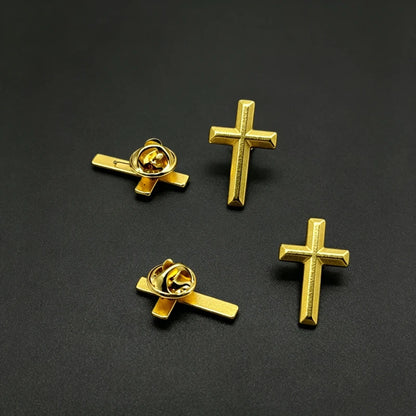 Unique Metal Cross Badge Brooch Pin for Women Men Lapel Pin Brooch Clothing Pins Jewelry Accessories