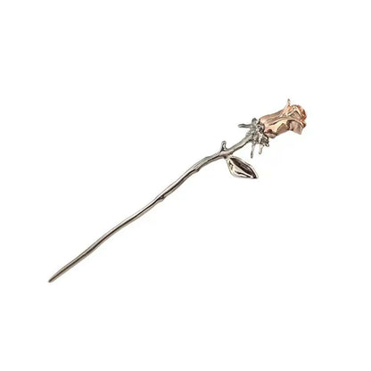 Punk Metal Rose Flower Hair Sticks Hairpins for Women Girls Vintage Chinese Style Flower Hair Clips Pins Hair Accessories