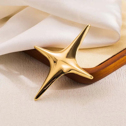 Punk Rock Silver Color Metal Cross Star Brooches for Men Women 2026 New Trendy Four Pointed Star Lapel Brooch Pins Jewelry