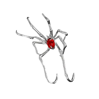 Punk Gothic Red Crystal Spider Stud Earrings For Women Men Hip Hop Metal Piercing Ear Bone Clip Y2K Jewelry Halloween Gift