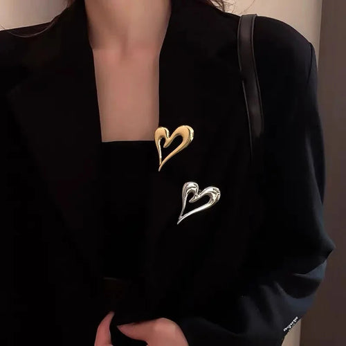 2026 New Trendy Heart-Shaped Irregular Brooches for Women Men Personality Coat Suit Ornament Buckles Jewelry Office Party Gifts
