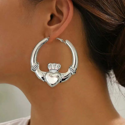 Exaggerated Large Bamboo Joint Hoop Earrings For Women Fashion Gold Color Circle Round Geometric Earrings Jewelry Party Gifts