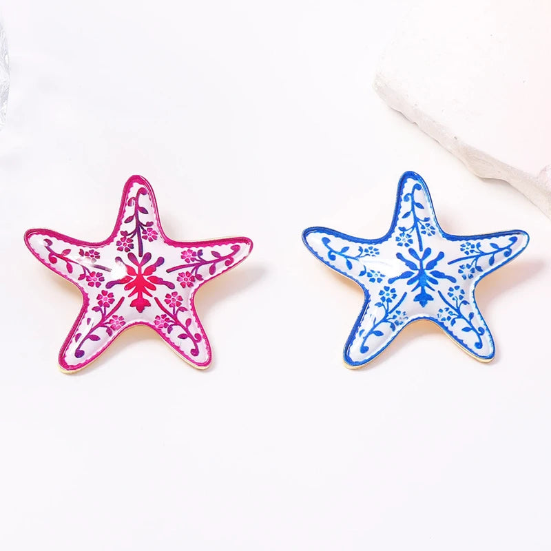 New Fashion Exaggeration Summer Marine Starfish Brooch for Women Pins for Women Men 2-Color All-Match Star Brooch Gifts