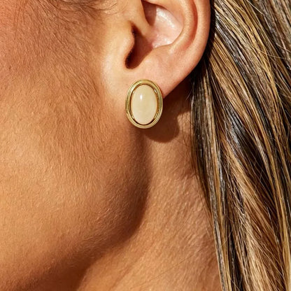 Retro Resin Acrylic Oval Stud Earrings for Women Trendy Gold Color Geometric Earrings Jewelry Accessories Gifts