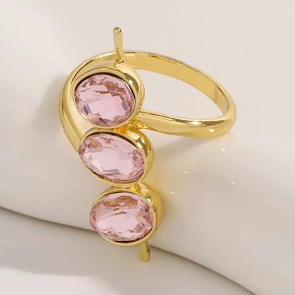 Luxury Green Zirconia Open Ring for Women Exquisite Crystak Bead Shaped Geometric Adjustable Ring Party Jewelry Gifts