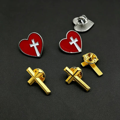 Unique Metal Cross Badge Brooch Pin for Women Men Lapel Pin Brooch Clothing Pins Jewelry Accessories