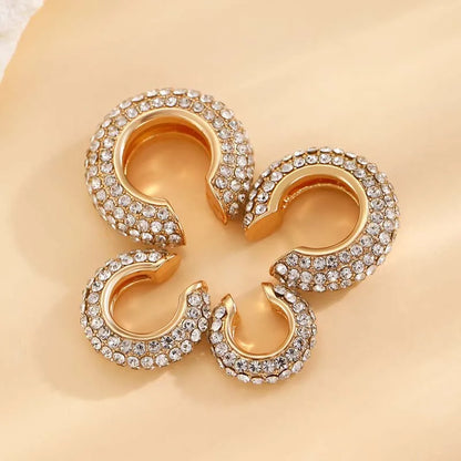 1Pcs Gold Color C Shape Round Cartilage Clip Earrings For Women Luxury Crystal Fake No Pierced Geometric Ear Cuff Jewelry