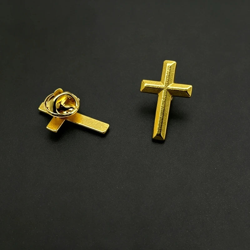 Unique Metal Cross Badge Brooch Pin for Women Men Lapel Pin Brooch Clothing Pins Jewelry Accessories
