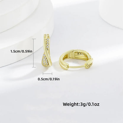 Elegant Synthetic Cubic Synthetic Zirconia Hoop Earrings for Women Minimalist Interlocking Circle Earrings Jewelry Gifts