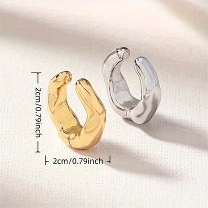 2PC Vintage Irregular Tube Clip Earrings For Women Men Classic Metal C Shape No Piercing Ear Cuff Party Jewelry Gift