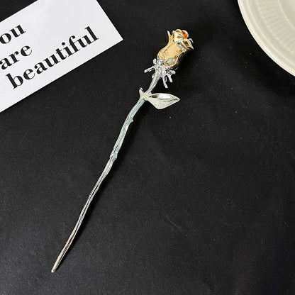 Punk Metal Liquid Butterfly Hair Sticks Hairpins for Women Vintage Chinese Style Rose Flower Hair Clips Pins Hair Accessories