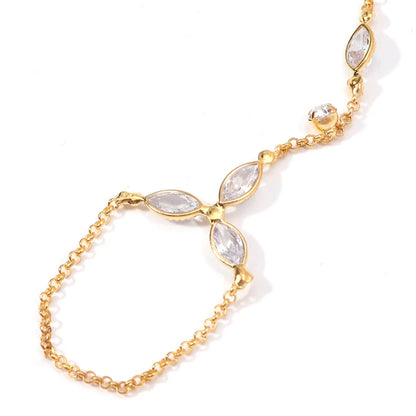Trendy Stainless Steel Zircon Bracelet for Women Minimalist Water Droplet Long Chains Finger Bracelet Jewelry Gifts
