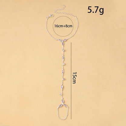 Trendy Stainless Steel Zircon Bracelet for Women Minimalist Water Droplet Long Chains Finger Bracelet Jewelry Gifts