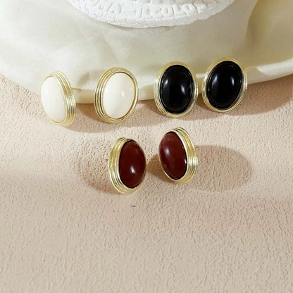 Retro Resin Acrylic Oval Stud Earrings for Women Trendy Gold Color Geometric Earrings Jewelry Accessories Gifts
