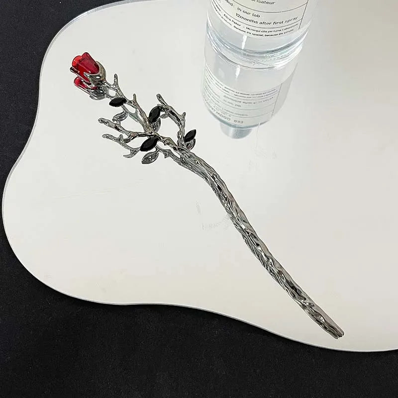 Punk Metal Liquid Butterfly Hair Sticks Hairpins for Women Vintage Chinese Style Rose Flower Hair Clips Pins Hair Accessories