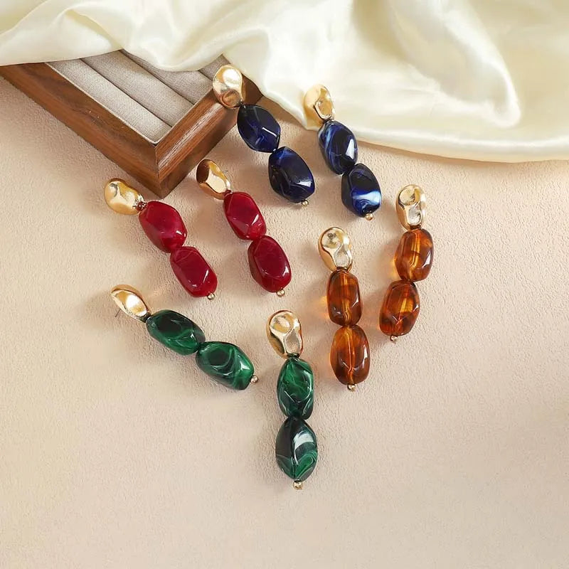 Bohemian Irregular Pendant Earrings For Women For Women Brown Resin Dangle Earrings Temperament Banquet Jewelry Gifts