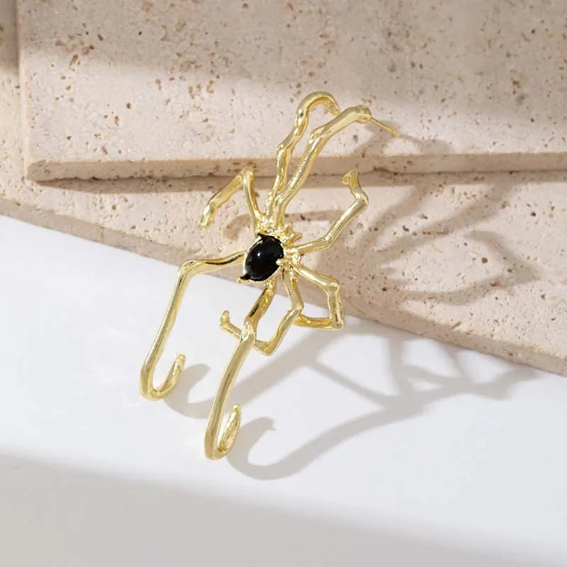 Punk Gothic Red Crystal Spider Stud Earrings For Women Men Hip Hop Metal Piercing Ear Bone Clip Y2K Jewelry Halloween Gift