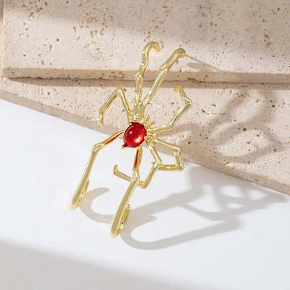 Punk Gothic Red Crystal Spider Stud Earrings For Women Men Hip Hop Metal Piercing Ear Bone Clip Y2K Jewelry Halloween Gift