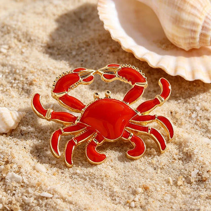 2026 New Summer Beach Red Lobster Brooch for Women Personality Metal Crab Animal Corsage Clothes Pin Party Accessories Gift