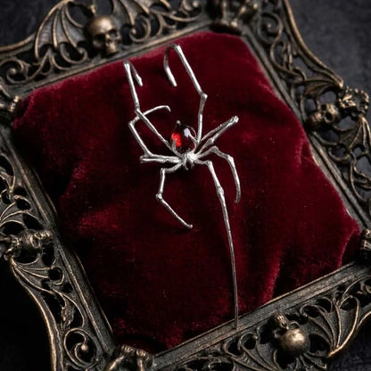 Punk Gothic Red Crystal Spider Stud Earrings For Women Men Hip Hop Metal Piercing Ear Bone Clip Y2K Jewelry Halloween Gift