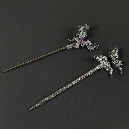 Punk Metal Liquid Butterfly Hair Sticks Hairpins for Women Vintage Chinese Style Rose Flower Hair Clips Pins Hair Accessories
