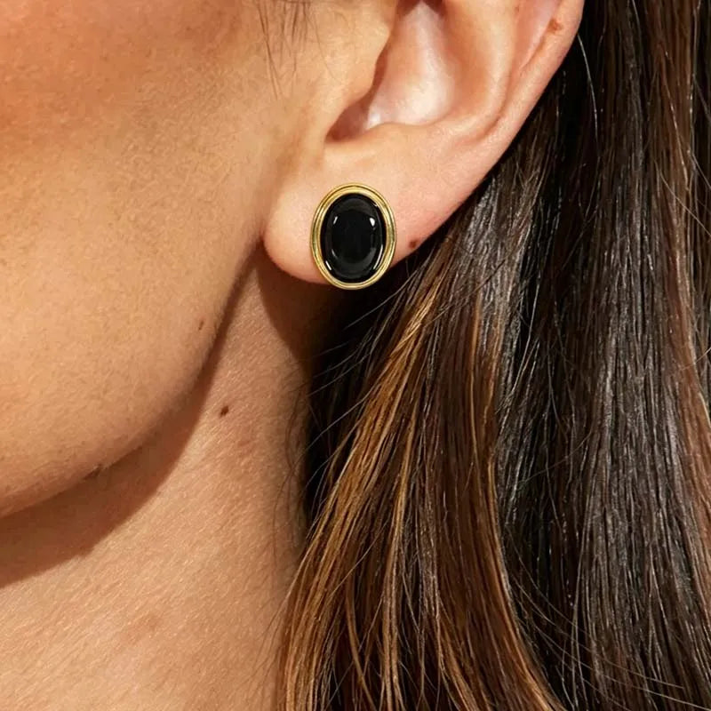 Retro Resin Acrylic Oval Stud Earrings for Women Trendy Gold Color Geometric Earrings Jewelry Accessories Gifts