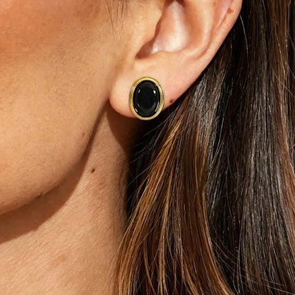Retro Resin Acrylic Oval Stud Earrings for Women Trendy Gold Color Geometric Earrings Jewelry Accessories Gifts