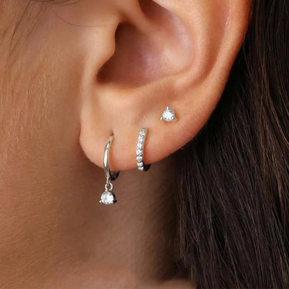 3PCS Shiny Crystal Huggie Hoop Earring Set Women Fashion Cartilage Hoops Earring Bulk Helix Jewelry Lobe Stud Piercing Orelha
