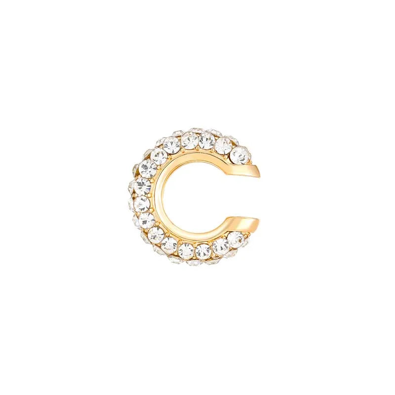 1Pcs Gold Color C Shape Round Cartilage Clip Earrings For Women Luxury Crystal Fake No Pierced Geometric Ear Cuff Jewelry
