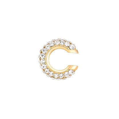 1Pcs Gold Color C Shape Round Cartilage Clip Earrings For Women Luxury Crystal Fake No Pierced Geometric Ear Cuff Jewelry