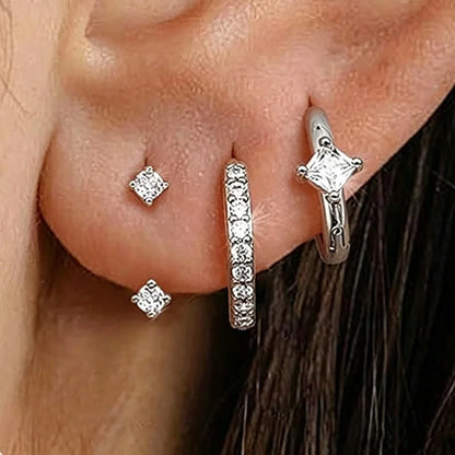 3PCS Shiny Crystal Huggie Hoop Earring Set Women Fashion Cartilage Hoops Earring Bulk Helix Jewelry Lobe Stud Piercing Orelha
