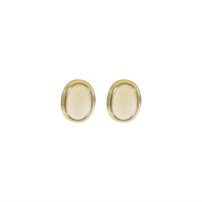Retro Resin Acrylic Oval Stud Earrings for Women Trendy Gold Color Geometric Earrings Jewelry Accessories Gifts