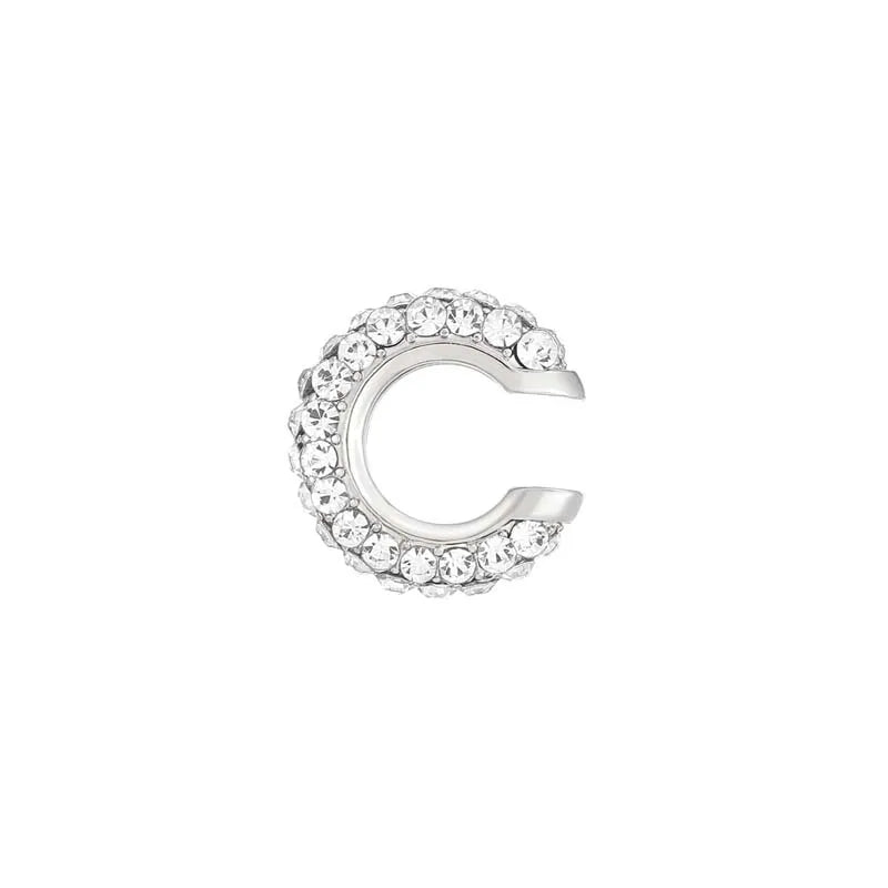 1Pcs Gold Color C Shape Round Cartilage Clip Earrings For Women Luxury Crystal Fake No Pierced Geometric Ear Cuff Jewelry